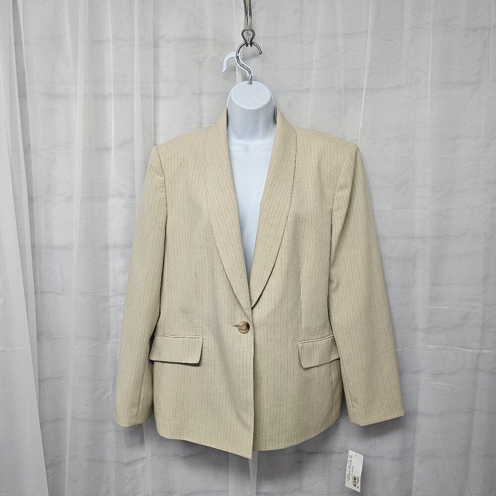 NWT Evan Picone Tan Pinstriped Single Breasted Blazer Office Business 18